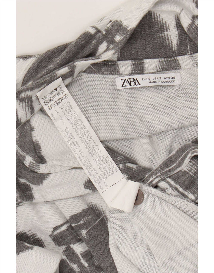 Camicia a maniche corte da uomo Zara con motivo astratto, piccola, in poliestere grigio