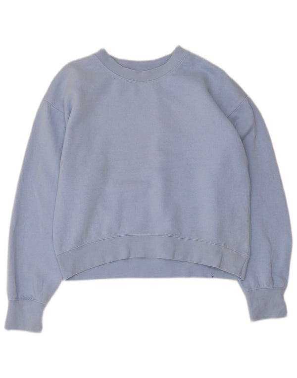 Zara Womens Crop Sweatshirt Jumper UK 10 Small Blue Polyester