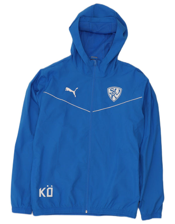 Giacca da ginnastica da uomo con cappuccio grafico PUMA in poliestere blu medio