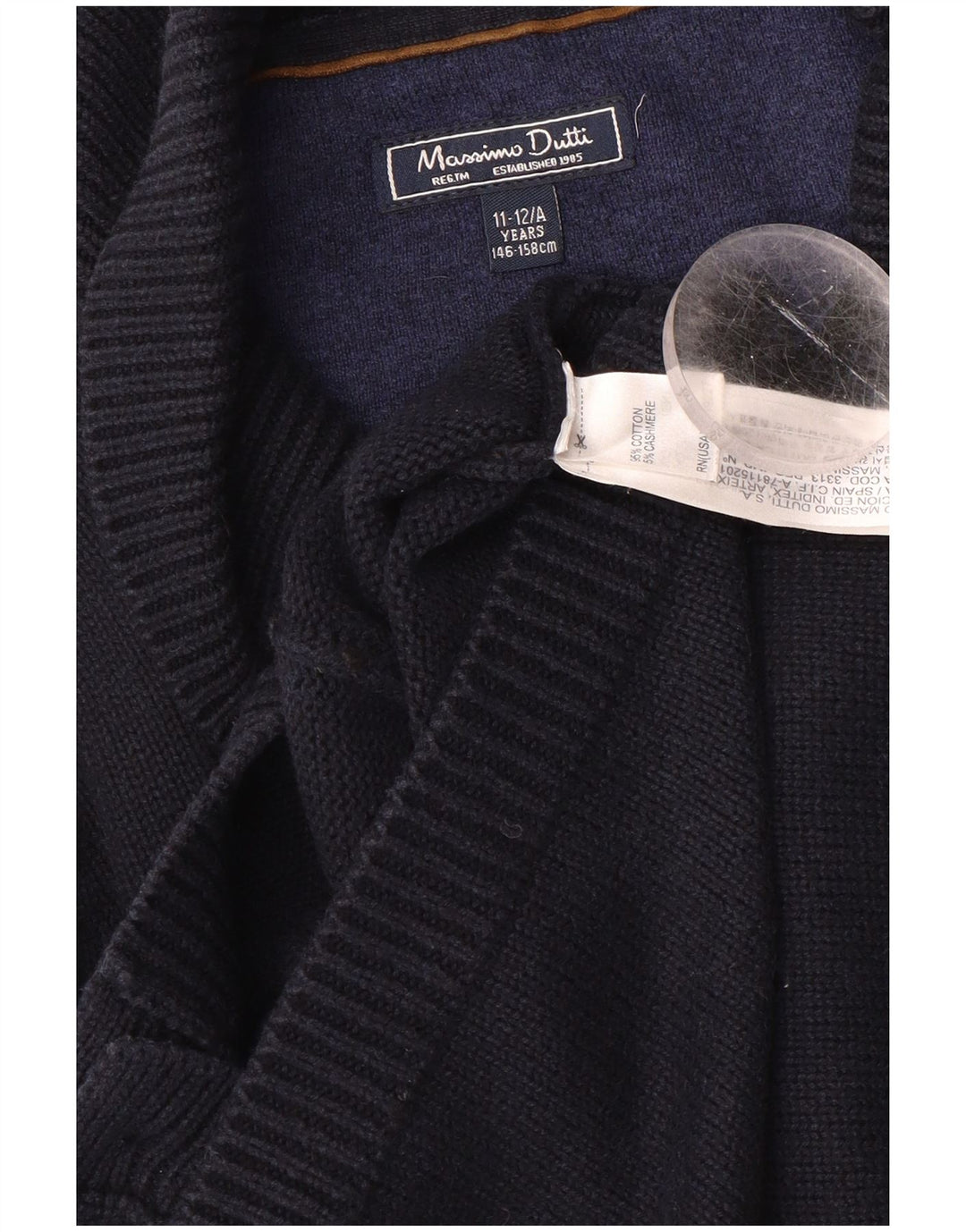 MASSIMO DUTTI Maglione Cardigan Bambino 11-12 Anni Cotone Blu Navy