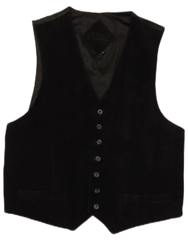 Gilet da uomo in pelle scamosciata S.OLIVER XL in pelle nera