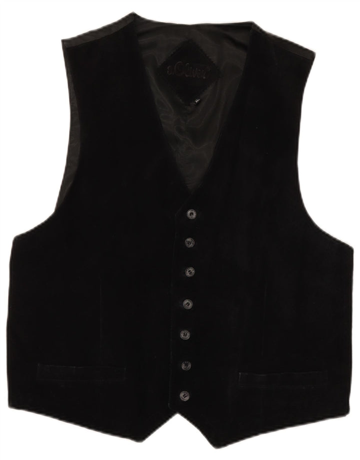 Gilet da uomo in pelle scamosciata S.OLIVER XL in pelle nera