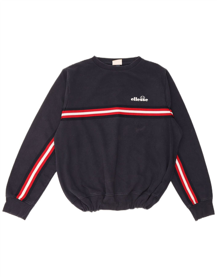 ELLESSE Womens Oversized Sweatshirt Jumper UK 10 Small Navy Blue Striped