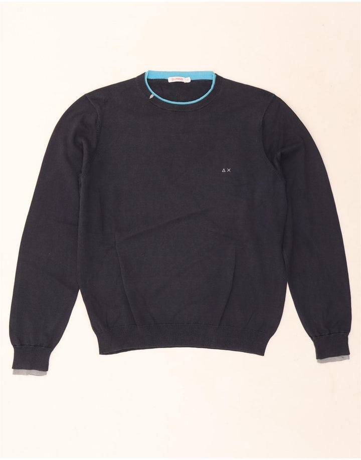 Maglione maglione girocollo da uomo Sun68 piccolo in cotone blu navy
