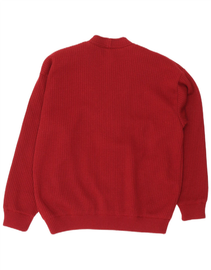 Maglione cardigan da uomo Almira IT 52 Large rosso lana merino