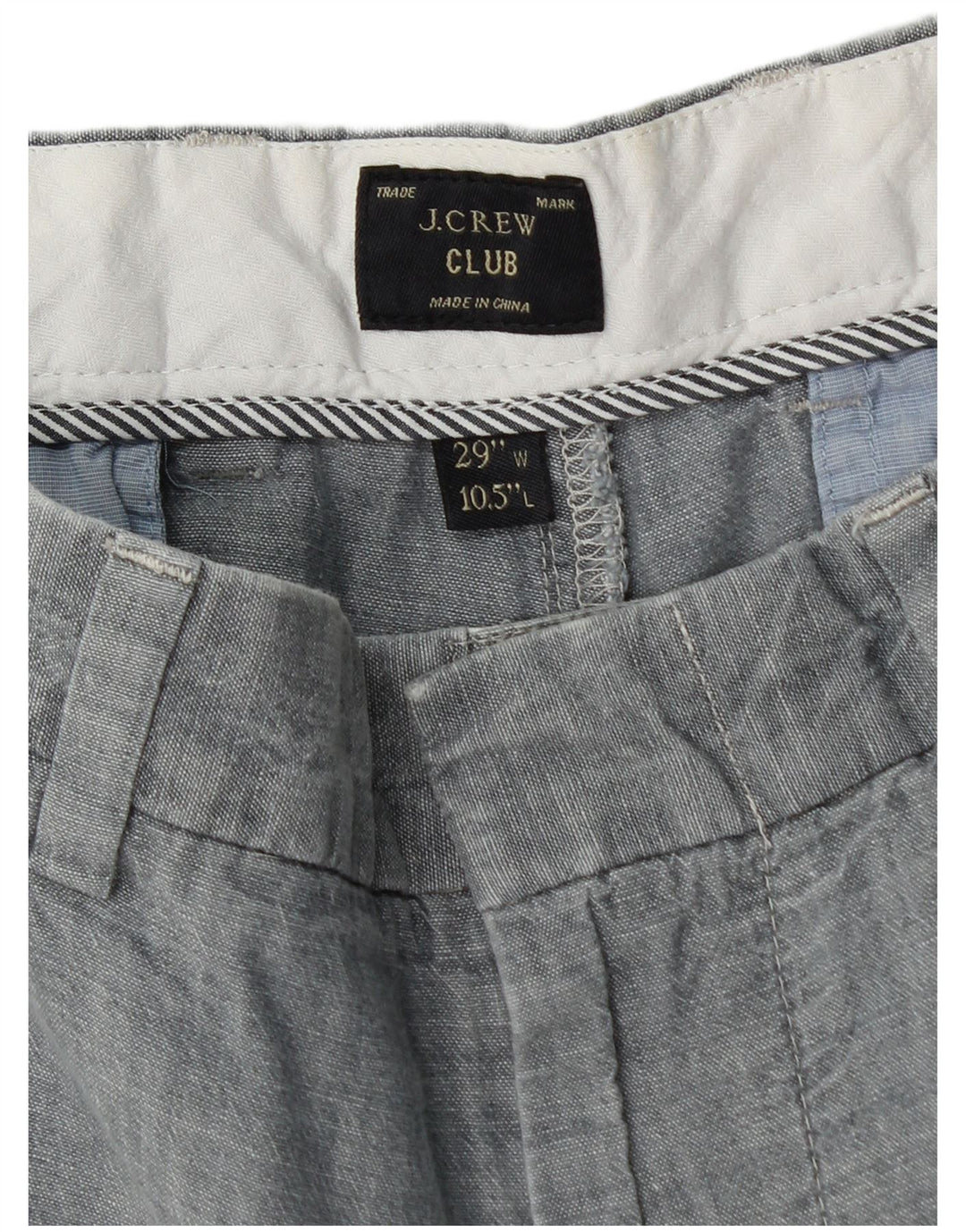 J. CREW Pantaloncini chino da uomo Club W29 cotone grigio medio