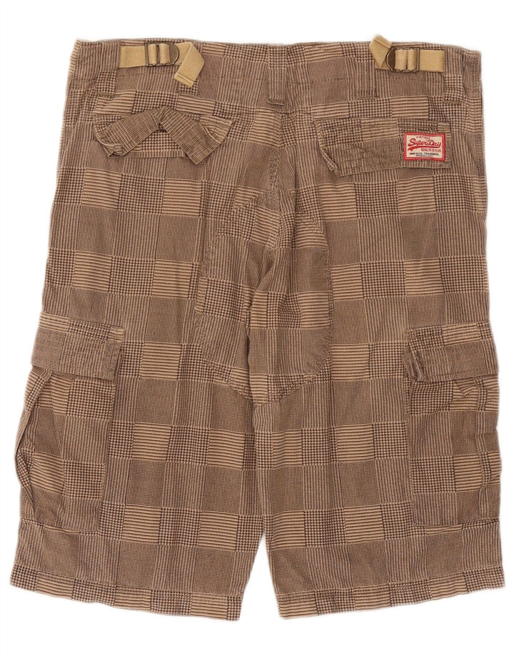 Pantaloncini cargo da uomo SUPERDRY piccoli W29 in cotone a quadri beige