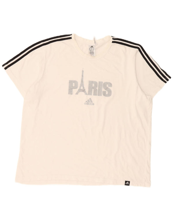 T-shirt grafica da uomo Adidas Paris Top 2XL cotone bianco