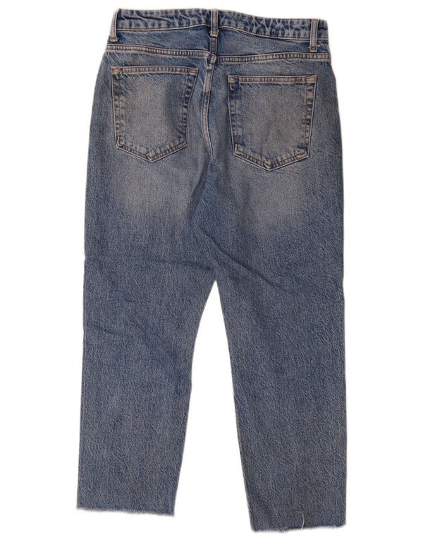 Jeans corti da donna a vita alta Topshop UK 12 medio W30 L24 cotone blu