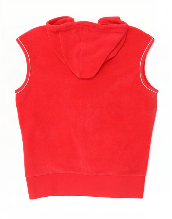 Maglione con cappuccio e zip senza maniche Reebok da donna UK 16 Large Red Striped Cotton