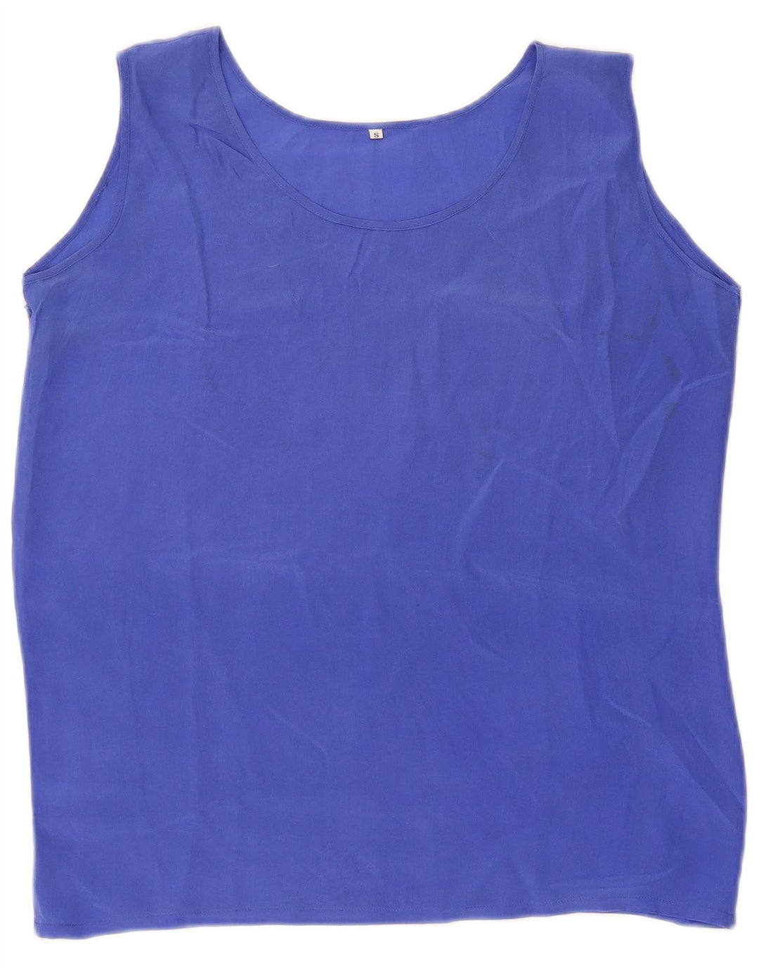Canotta trasparente da donna vintage UK 8 piccola seta blu