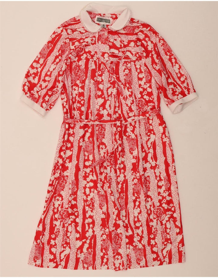 VINTAGE Womens Maxi Dress UK 16 Large  Red Floral Polyester Vintage Vintage and Second-Hand Vintage from Messina Hembry 