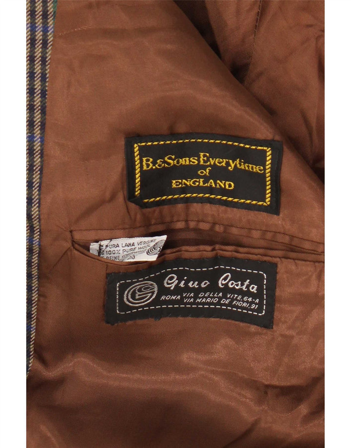 Giacca blazer vintage da uomo a 2 bottoni UK 40 grande pied de poule multicolore