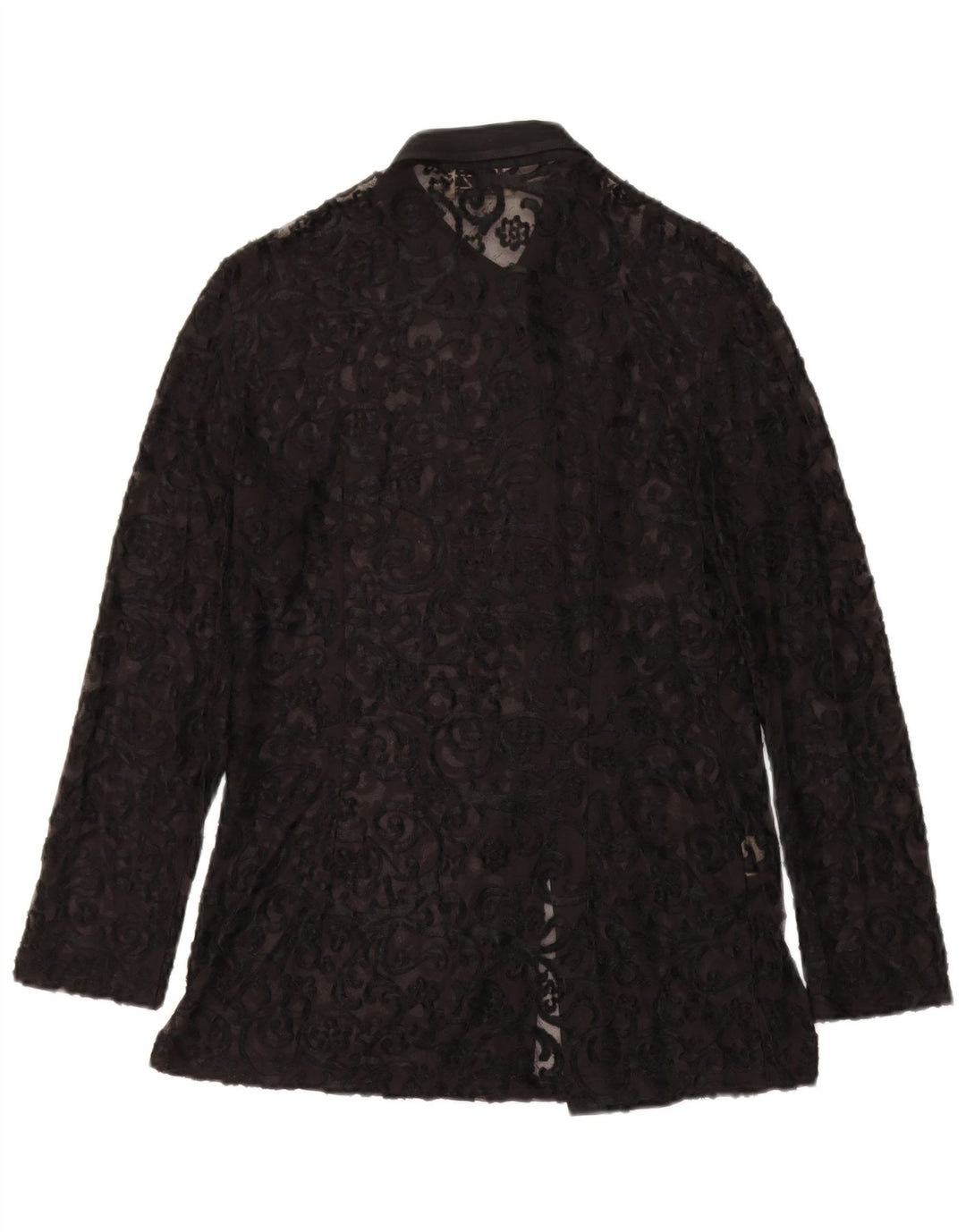 SFARZO Womens See Through Shirt Blouse IT 46 Large Black Paisley Viscose