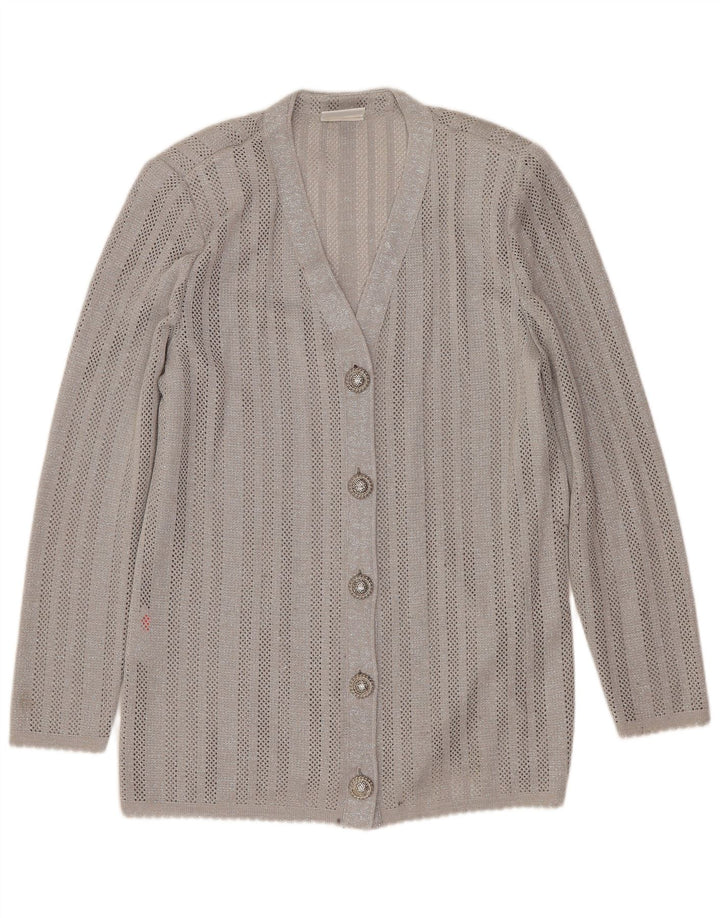 Maglione cardigan da donna LIOLA UK 12 Viscosa screziata grigio medio