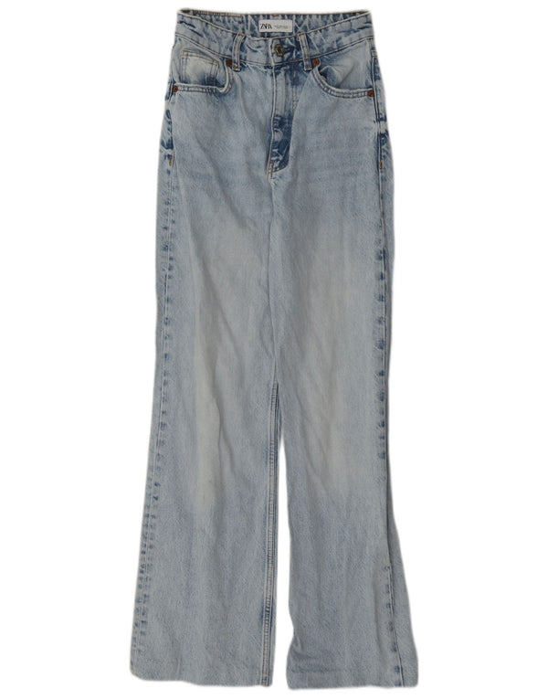 Jeans Zara da donna a gamba larga a vita alta EU 32 2XS W22 L30 cotone blu