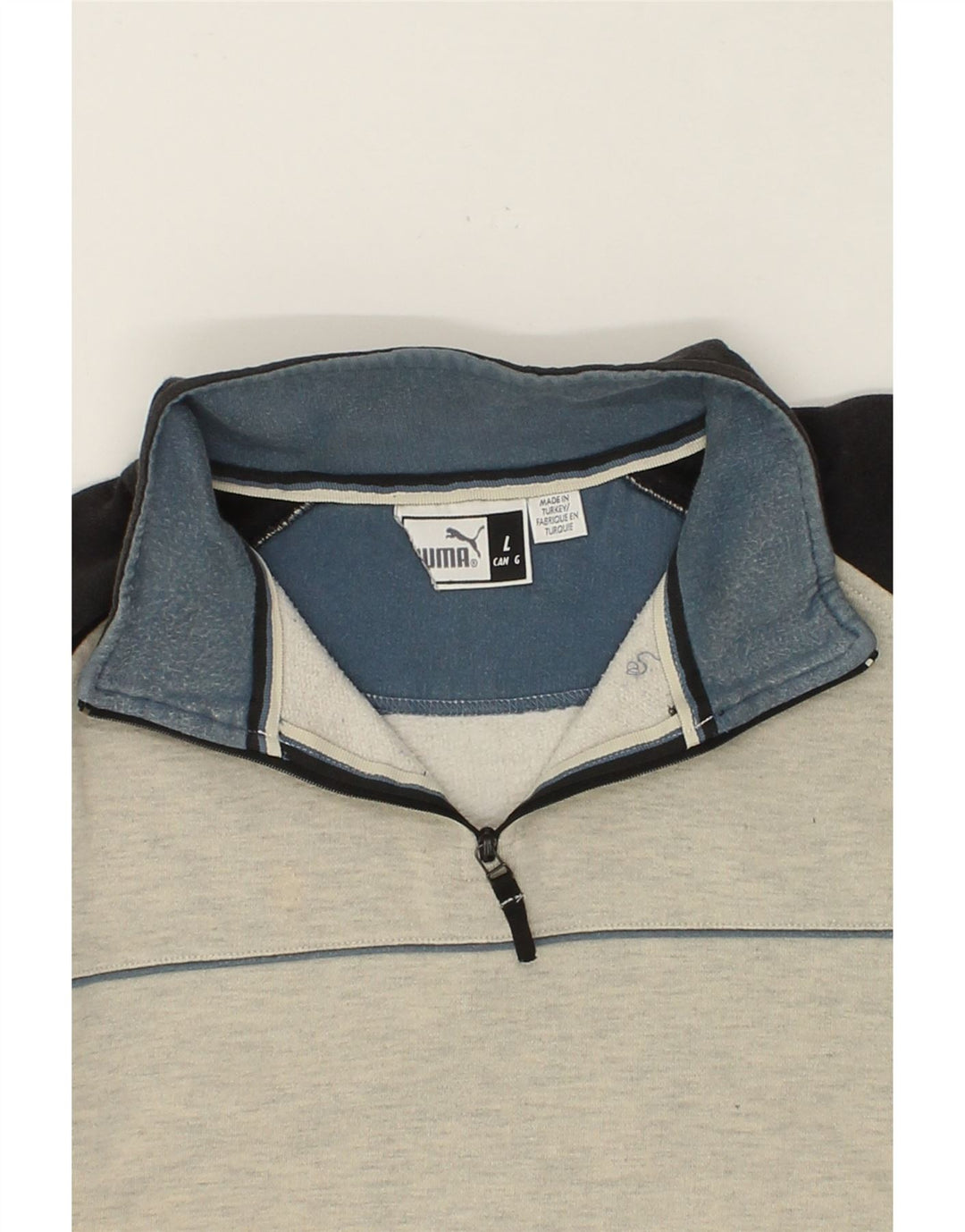 Felpa PUMA da uomo con zip e collo, maglione grande, cotone screziato beige