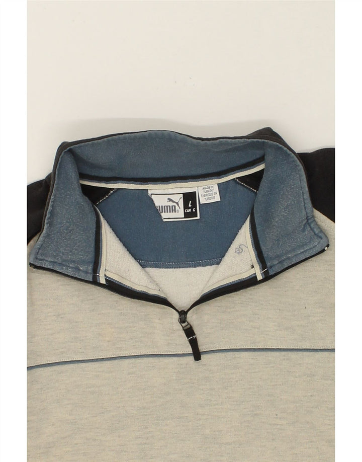 Felpa PUMA da uomo con zip e collo, maglione grande, cotone screziato beige