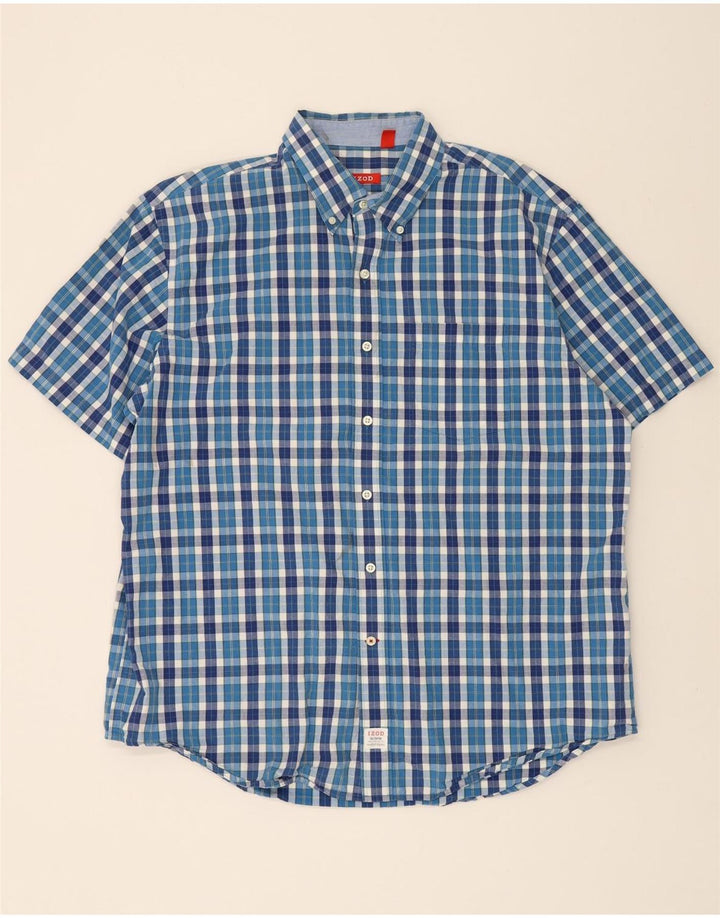 IZOD Mens Big & Tall Short Sleeve Shirt XL Blue Check Vintage Izod and Second-Hand Izod from Messina Hembry 