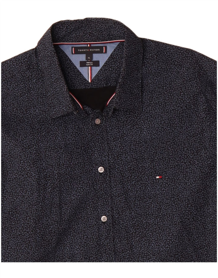 TOMMY HILFIGER Camicia slim fit da uomo XL in cotone maculato blu navy