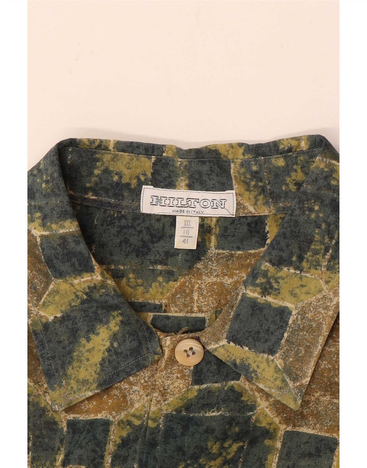 Camicia da uomo Hilton taglia 41 16 grande geometrica multicolore