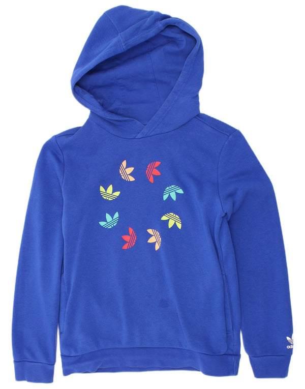 Felpa con cappuccio grafica Adidas da ragazzo 9-10 anni in cotone blu