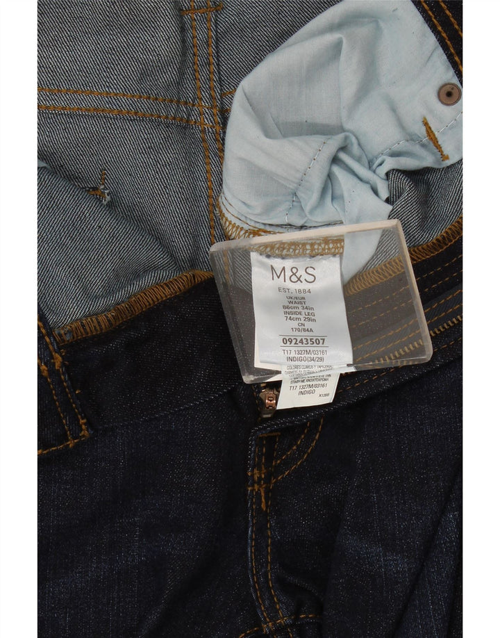 Jeans slim da uomo Marks & Spencer W34 L29 cotone blu navy