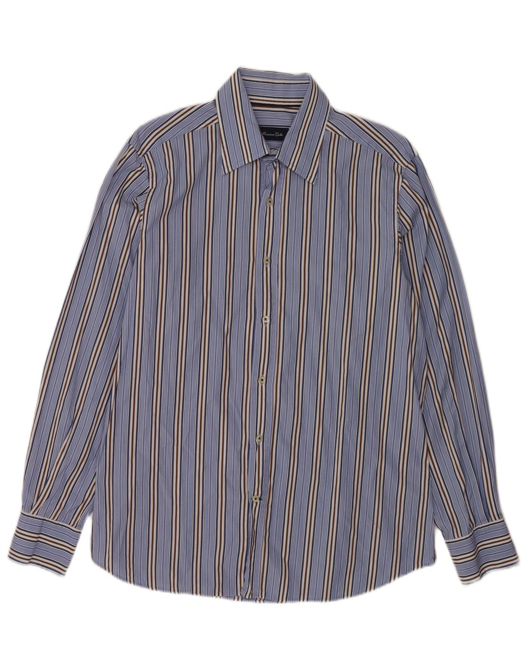 Camicia Uomo Massimo Dutti Cotone Righe Grandi Blu
