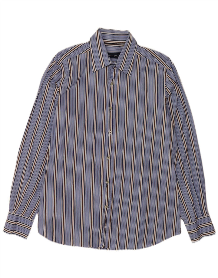 Camicia Uomo Massimo Dutti Cotone Righe Grandi Blu