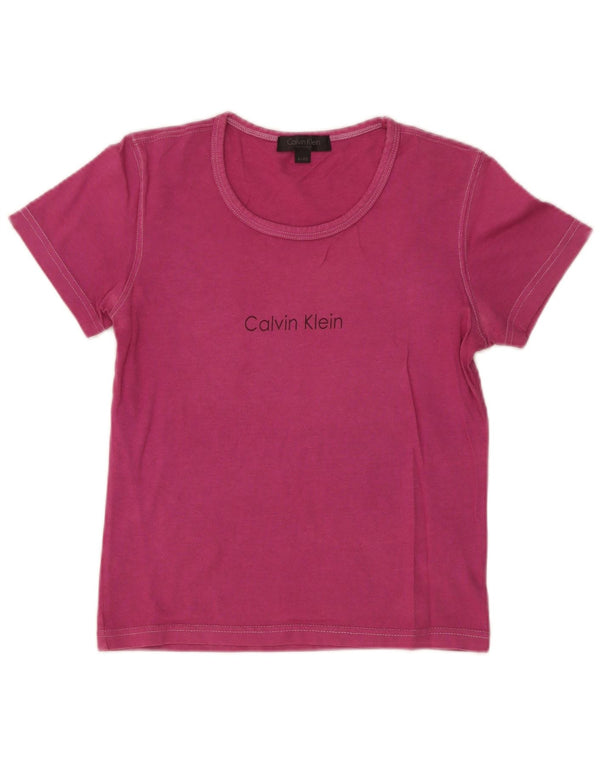 T-shirt grafica corta da donna Calvin Klein Top US 4 Small cotone rosa