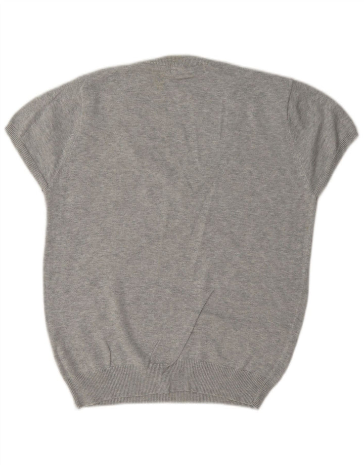 Maglione Zara da donna con scollo a V UK 14 grande grigio a rombi/diamante