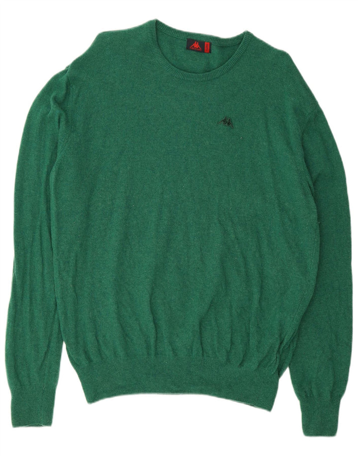 Maglione maglione girocollo da uomo Kappa XL verde lana d'agnello