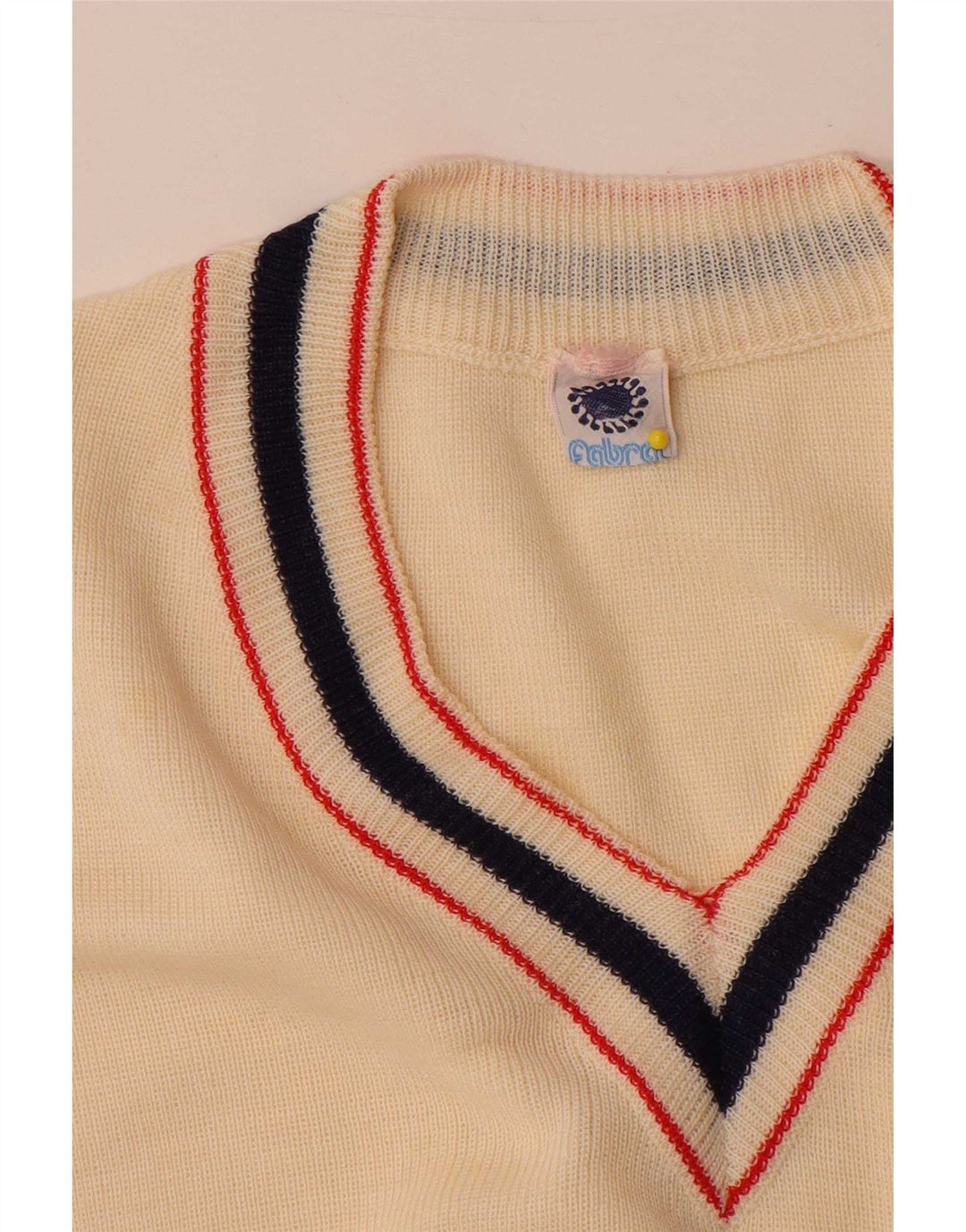 Canottiera vintage da uomo piccola in acrilico beige