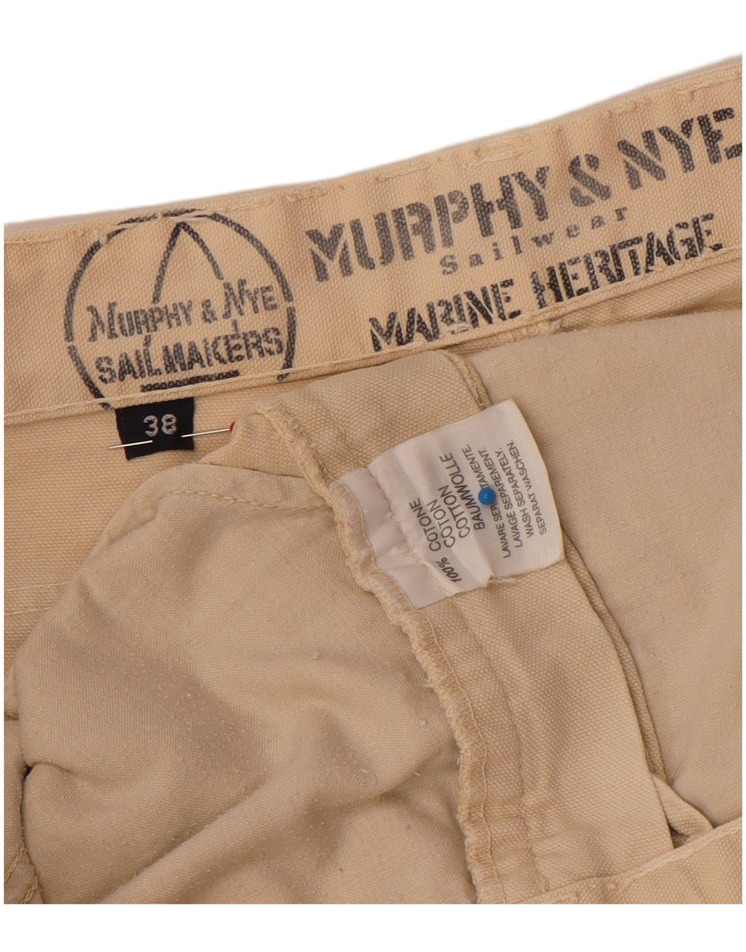 Pantaloncini chino da uomo Murphy & Nye Sailmakers W38 XL in cotone beige