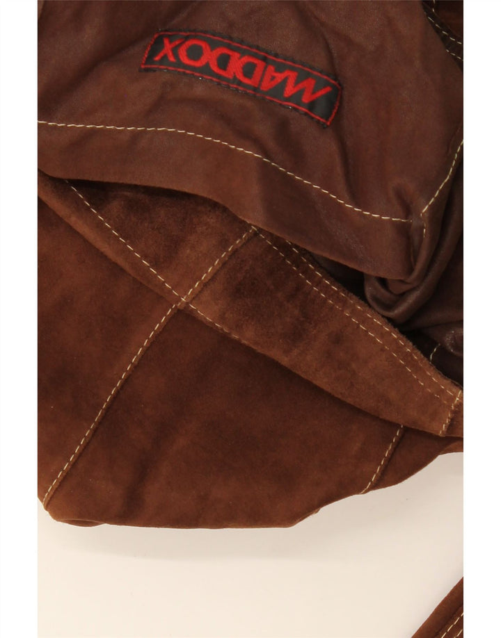 Giacca in pelle scamosciata corta da donna MADDOX UK 16 grande in pelle marrone