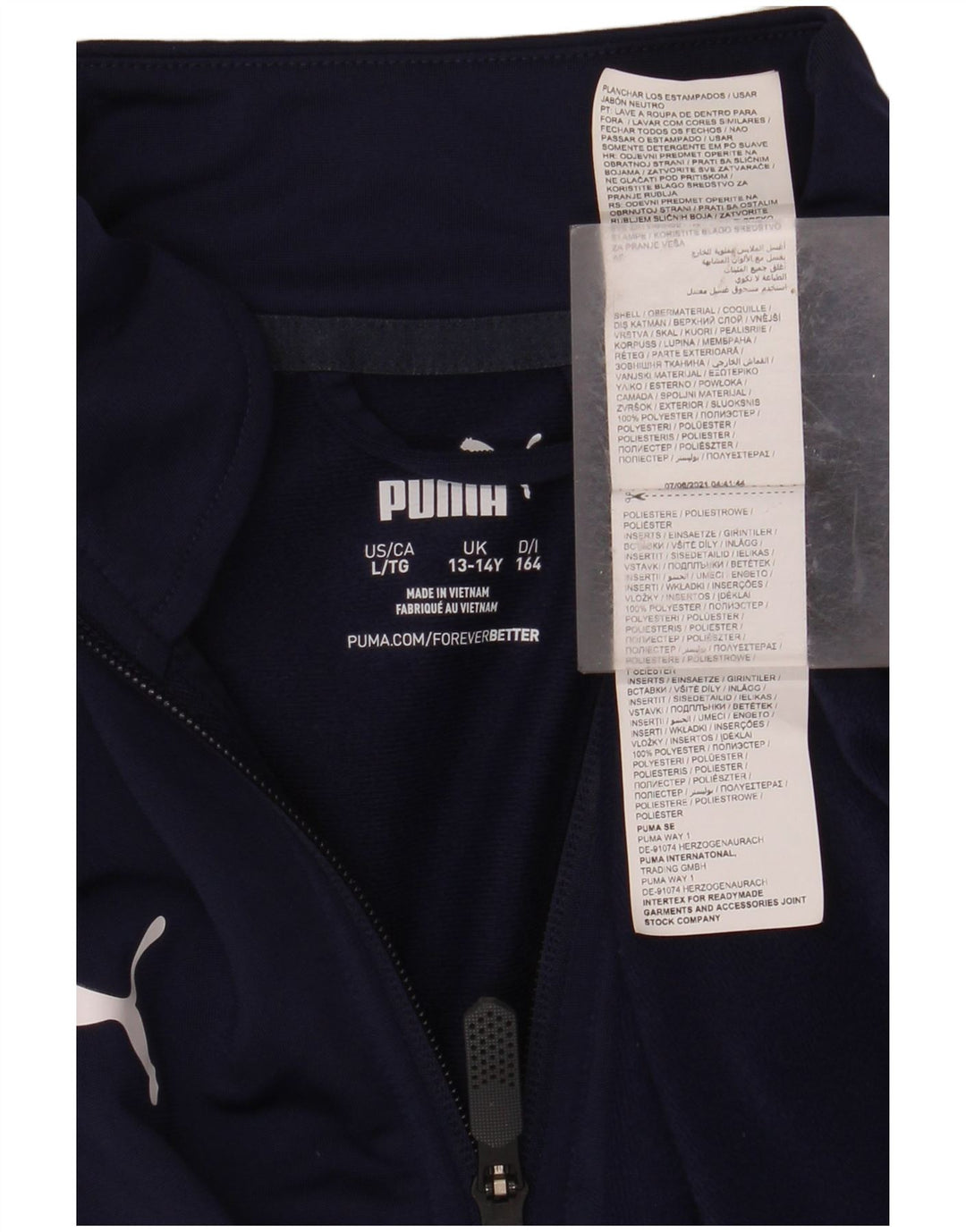 Maglia PUMA da bambino con zip e collo a maniche lunghe 13-14 anni in poliestere blu navy