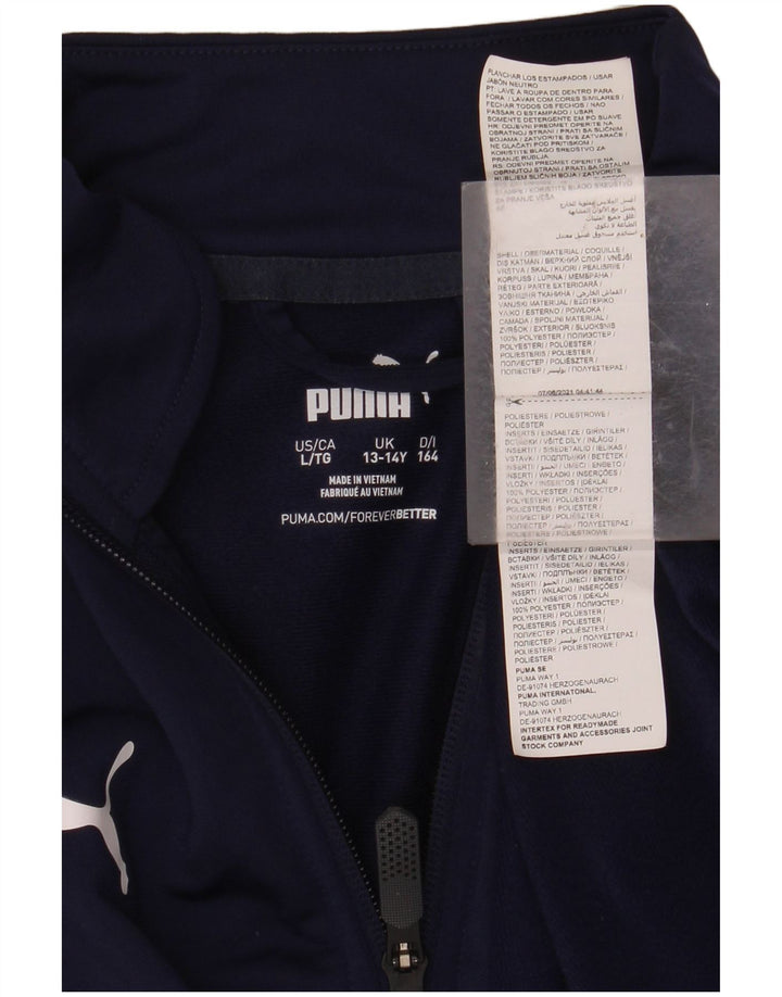 Maglia PUMA da bambino con zip e collo a maniche lunghe 13-14 anni in poliestere blu navy