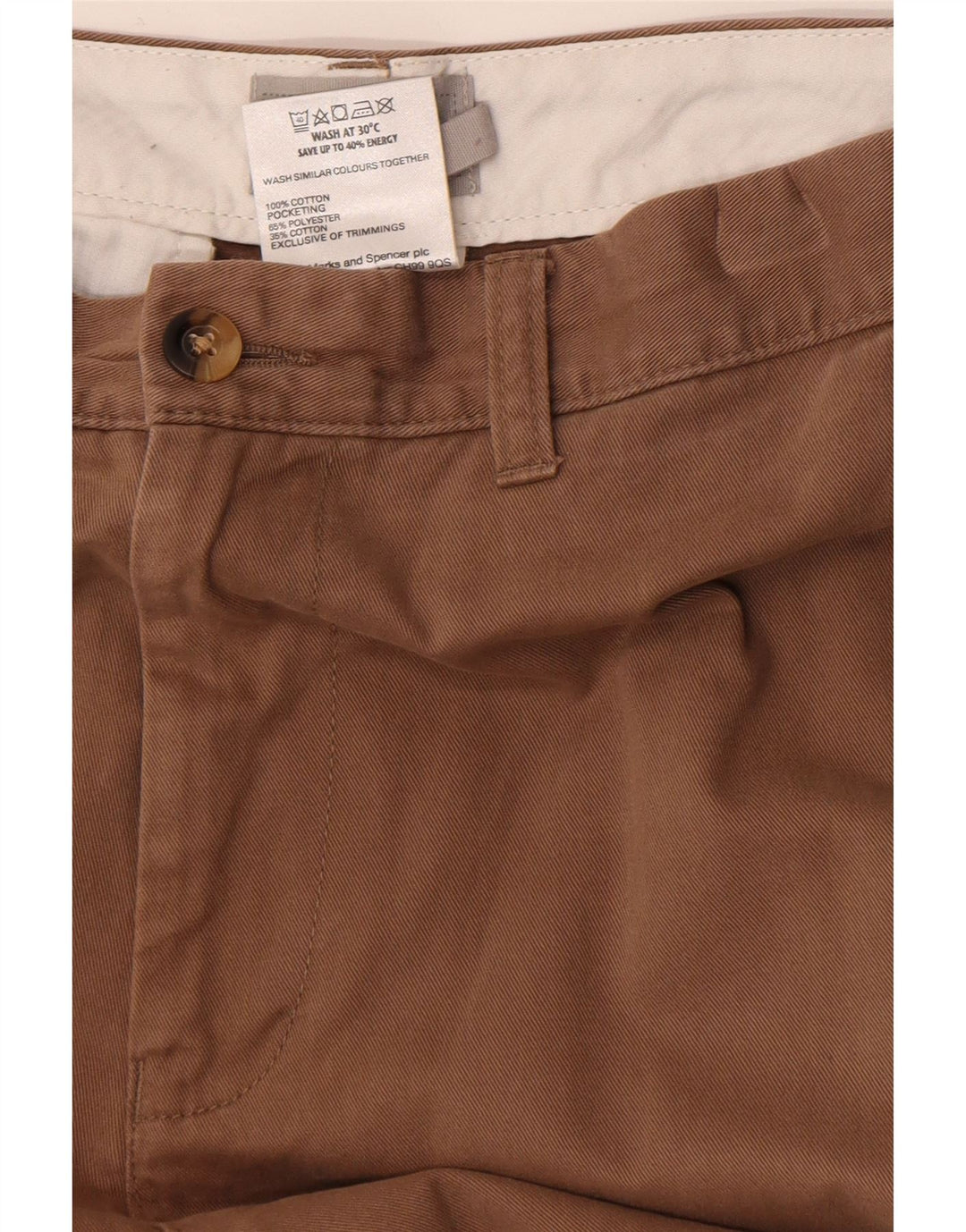 Pantaloni chino vestibilità regolare da uomo Marks & Spencer W36 L29 cotone marrone