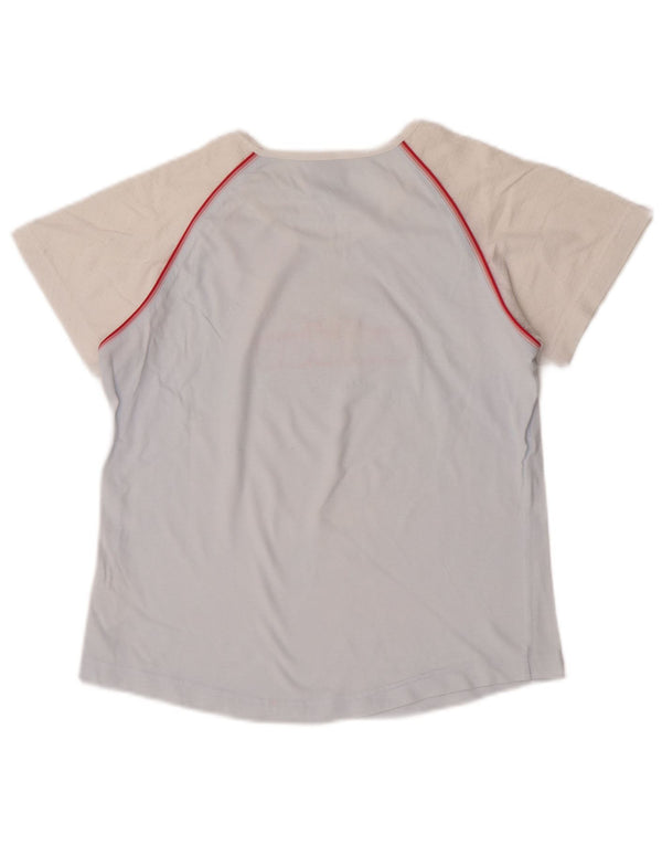 T-shirt grafica da donna Adidas Top UK 14 cotone color block blu medio