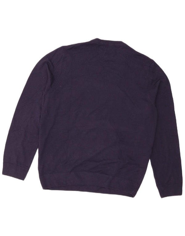 Maglione maglione girocollo da uomo Marks & Spencer grande blu navy Fair Isle