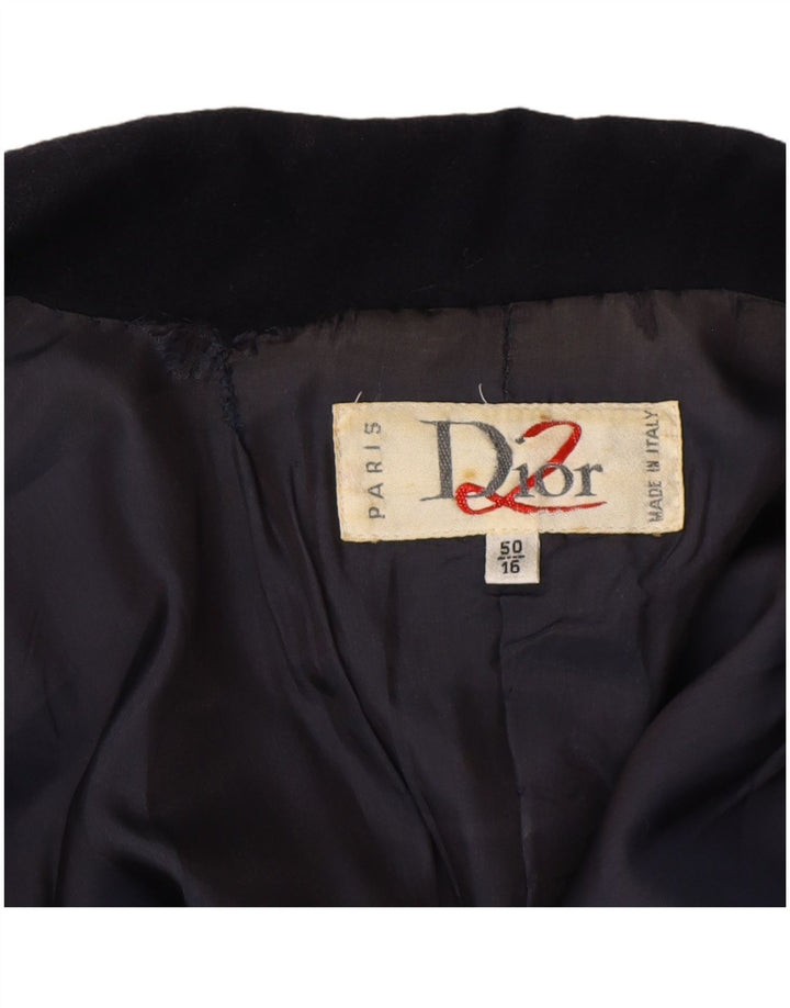 Giacca blazer doppiopetto da donna Christian Dior UK 16 grande blu navy