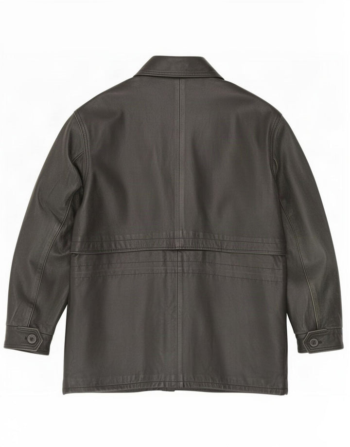 Giacca in pelle vintage da uomo IT 48 media nera