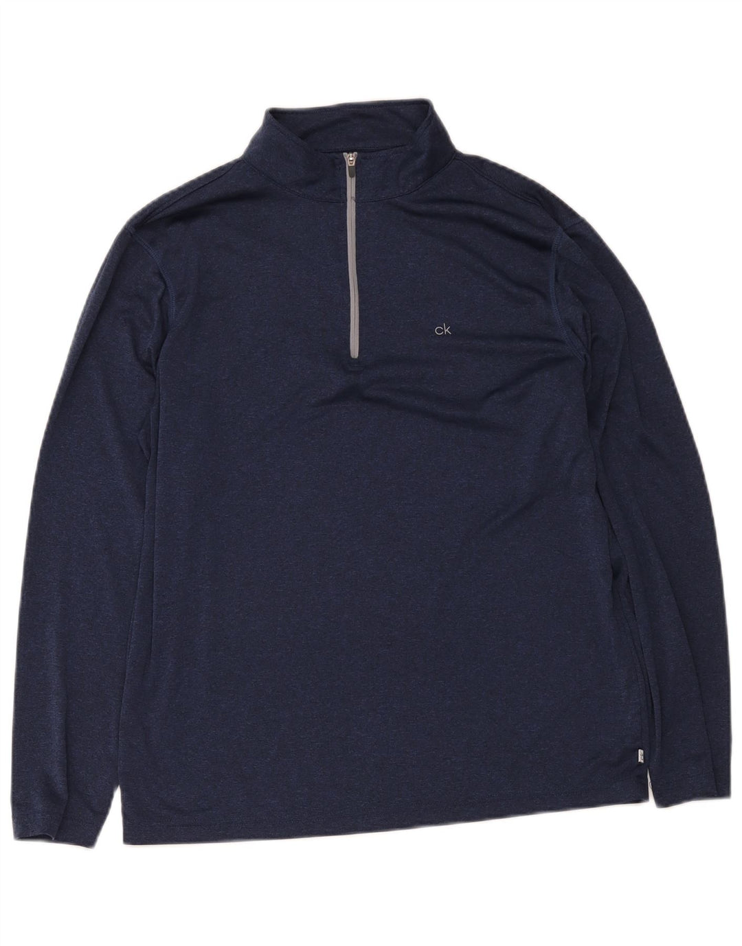 Calvin Klein Uomo Golf Zip Neck Pullover Tuta Top Large Blu Navy