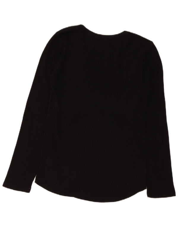 Gap Womens Top Long Sleeve UK 12 Medium Black Cotton
