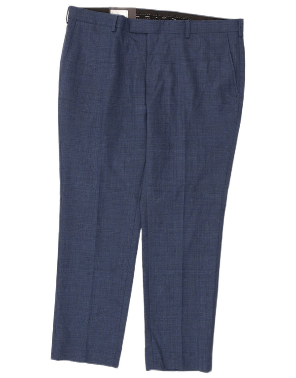 Pantaloni da abito slim fit da uomo DKNY W38 L29 lana blu
