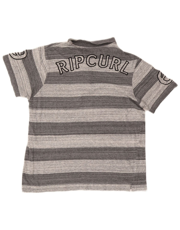 Rip Curl Mens Graphic Polo Shirt Medium Grey Striped Cotton