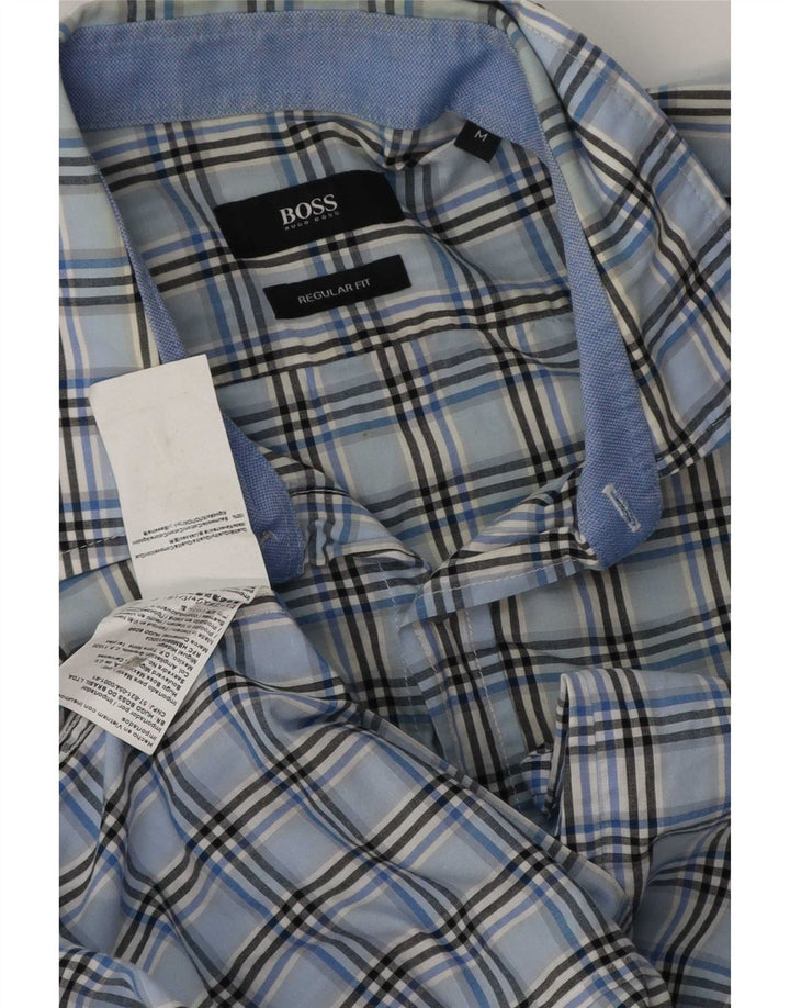Camicia da uomo Regular Fit Hugo Boss in cotone a quadri blu medio