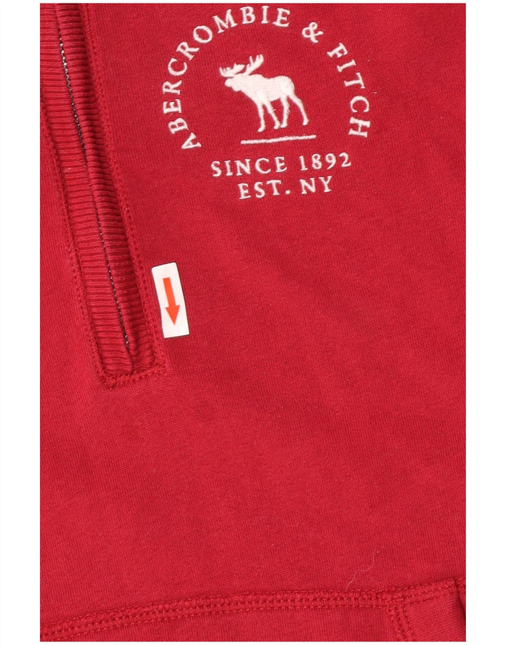 Felpa da donna con collo con zip Abercrombie & Fitch, taglia UK 12, colore rosso medio