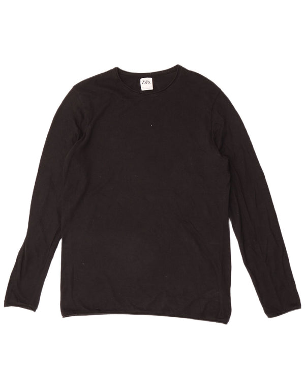Top Zara da uomo a maniche lunghe grande in cotone nero