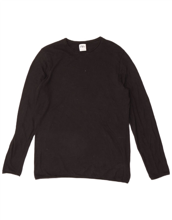 Top Zara da uomo a maniche lunghe grande in cotone nero